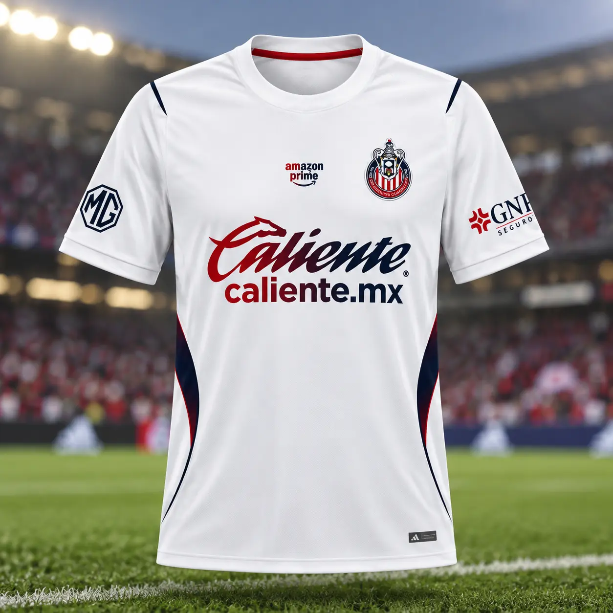 White Chivas Away Soccer Shirt 26-27, Quick-Dry Short Sleeve Soccer Jersey, Breathable Game Day Sports Top, Liga MX Fan Gear