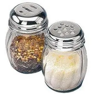 6-Ounces Spices Shaker With Perforated Stainless Top And Parmesan Cheese Shaker With Slotted Stainless Top/Set of 2/Bulk Swirl Retro Style Dispensers With Lids/Salt & Pepper Shakers