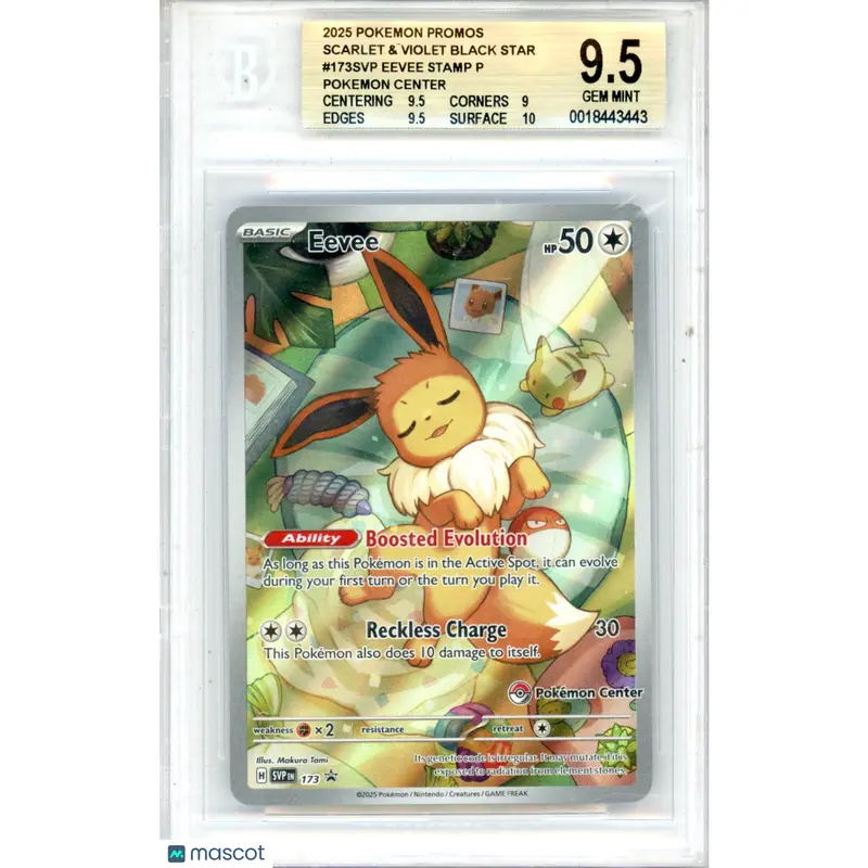 2025 Pokemon SV Promo Eevee Pokemon Center Stamped #173 Prismatic ETB BGS 9.5
