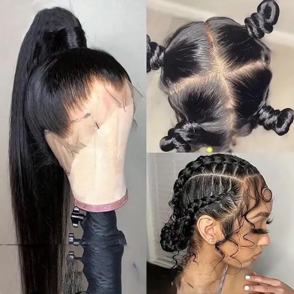 Leaf Through Pre-Plucked Bone Straight Brazilian Human Hair Wig | HD Transparent Lace Front & 360° Full Lace | Natural Black