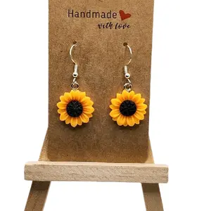 Handmade with Love High-Quality Resin Sunflower Earrings for Women Lightweight Comfortable Hook Earrings