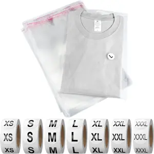 200 count Resealable Poly Clear Shirt Bags with 7 Sizes 3500 count Clothing Size Stickers Labels Self Sealing Plastic Bag for Small Businesses Packaging T Shirts Retail Storage(11 x 14 Inch)