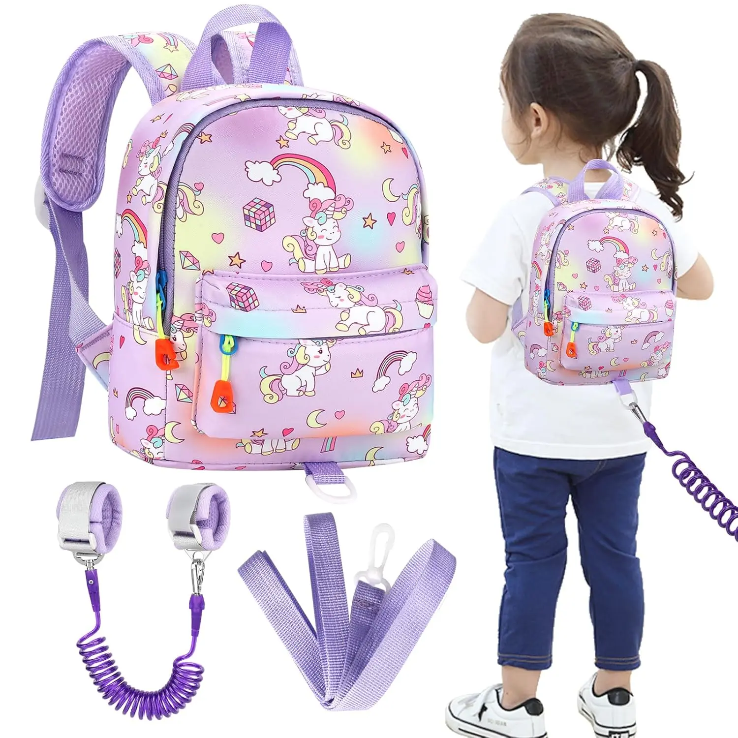 Toddler Harness Backpack Leash, Mini Unicorn Backpacks with Anti Lost Wrist Link, Cute Child Backpack Walking Leashes Keep Kids Close Rope Tether Rein for Baby Girls to Outdoor Travel Toddler Harness Backpack Leash, Mini Unicorn Backpacks with Anti Lost Wrist Link, Cute Child Backpack Walking Leashes Keep Kids Close Rope Tether Rein for Baby Girls to Outdoor Travel