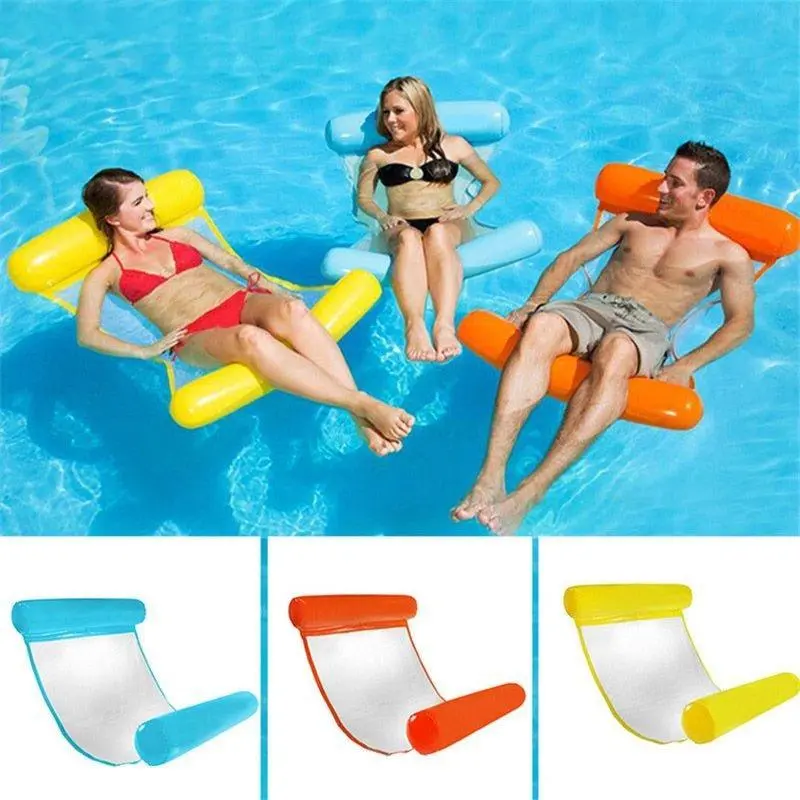 Inflatable Water Hammock Lounger Mattress - Multifunctional Mesh Design, Manual Pump Included for Pools, Adults, Seniors