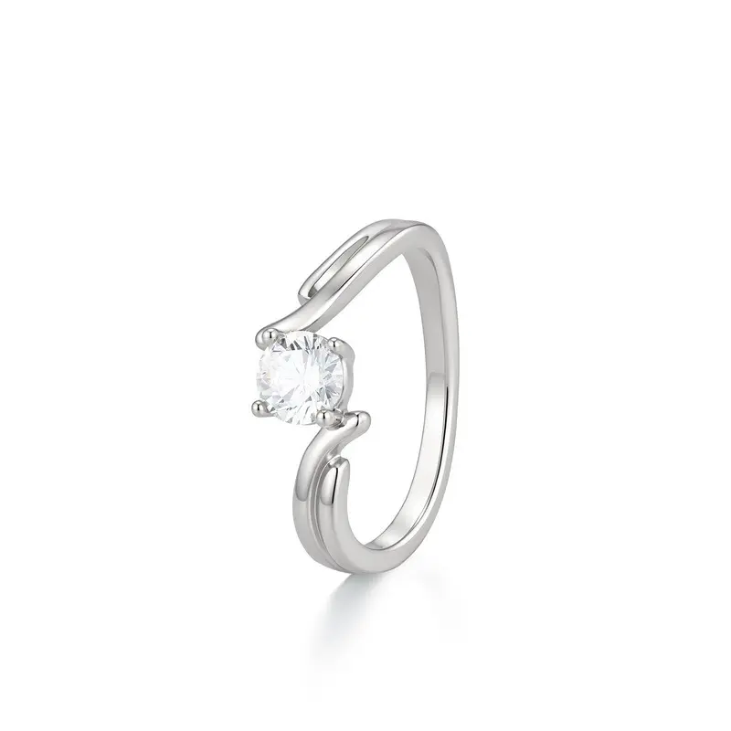 Lumyara Silver Plated Prong‑Set Round CZ Solitaire Ring, Sizes 5 6 8 | Elegant Engagement‑Style Jewelry for Women | Dating Proposal Daily Wear | Gift for Her exquisite