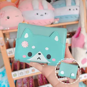 Pwuffy Blueberry Fox Wallet - Pwallet Collection, 9 x 12 cm Folded & 27 x 12 Unfolded, Cute Design with Bubbles Name