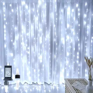 304 LED Curtain Lights Outdoor, 9.8Ft*9.8Ft Hanging String Lights Plug in with 8 Modes, Connectable Curtain Fairy Lights for Bedroom, Dorm, Christmas, Wall, Backdrop, Wedding Decor, White