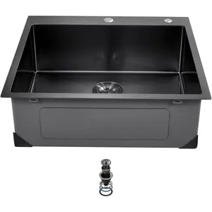 VEVOR 25 Recessed Kitchen Sink 9 Deep Top Mount Single Bowl Kitchen Sink 304 Stainless Steel Sink with Filter Basket Perfect for Home, RV, Laundry Room, BarVEVOR Super Brand Day