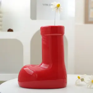 Hot-selling Little Red Boots New Year Ceramic Vase Red Christmas Decoration Creative Desktop Shoe Ornament Flower Arrangement Vase Creative Gift