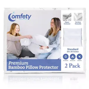 2 Piece Viscose Waterproof Pillow Protectors, Zippered, Hypoallergenic & Breathable Pillow Covers, Cooling Pillow Covers for Ultimate Comfort