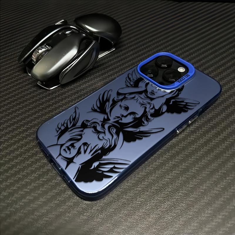 Unique Three Wise Angels Patterns Phone Case Featuring The Iconic See No Evil Hear No Evil Speak No Evil Angel Motif Merging Classic Baroque Art With Mysterious Spiritual Vibe For iPhone 17.16.15.14.13.12.11.X.XS.XSMAX.XR.8.7