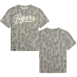 White TIGERS Designed On Original Bottomland Tshirt, Mossy Oak White TIGERS Bottomland Camouflage Camo Tee