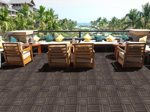 [27 PCS] Yaheetech Interlocking Patio Deck Tiles 12 x 12in Wood Floor Tiles Outdoor Flooring for Patio Garden Deck Poolside