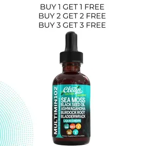 Clean Nutra BOGO Offer | Sea Moss, Black Seed Oil, Ashwagandha, Burdock Root, Bladderwrack & More for Wellness & Health Liquid Drops - Multimin 102