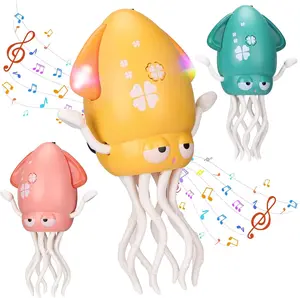 Three Colors Dancing Octopus - Electric Crawling Musical Baby Toy with LED Lights & Music, Rechargeable Interactive Sensory Toy, Perfect Christmas Birthday Gift for Infants Kids, Tummy Time Fun