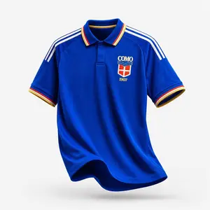 Como 2026-27 Polo Shirt — Home Kit 1907 Logo All-over Print Polo Shirt American retro street hip hop Y2K men’s casual spandex short-sleeve top, baseball apparel