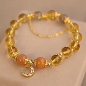 GEMRICH Buddhist stone “Blessing Moon” yellow crystal bracelet with abundant energy — stylish and charming crystal bracelet | A great gift for friends and loved ones | Drives away bad luck
