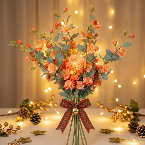 4pcs Auspicious Silk Look Tall Decorative Stems Artificial Flowers Set - 35.43in Easy Care Branches, Artificial Floral Ornaments for Bedroom Table Centers Home Decor