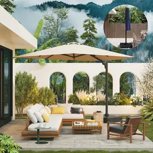 FUFU&GAGA 9.48ft Patio Umbrella Outdoor Square Umbrella Large Cantilever Umbrella Windproof Offset Umbrella Heavy Duty Sun Umbrella for Garden