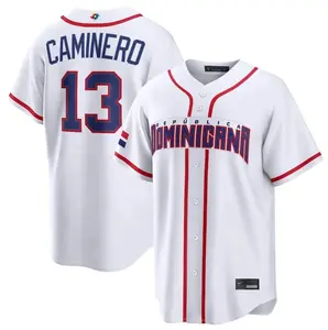 2026 Dominican Republic Junior Caminero #13 Baseball Jersey - World Baseball Classic WBC White Team Jersey