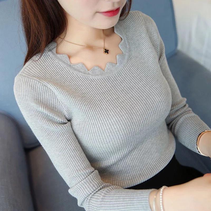 2025 Fashion Long Sleeve Elegant O-neck Women Sweater Autumn Solid Slim Knitted Tops Winter Casual Pullover Jumper Fit Clothes White Yarn Comfort