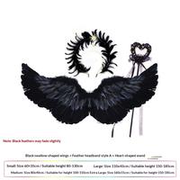 Black wings + headband A style + heart stick