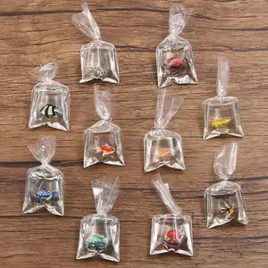 10 Random Transparent Resin Goldfish Clown Fish Pocket Pendants, Jewelry Accessories,Art Charms, Micro Landscape Decor, Birthday Gift,Office Desk Decoration