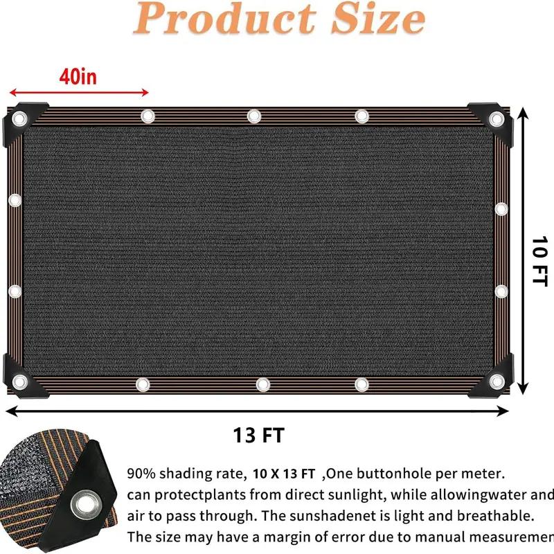 90% Black Shade Cloth, 10ft x 13ft Sunblock Mesh with Taped Edge for Plant Cover, Greenhouse Garden Flower Canopy | Home Supplies Rain Cloth Outdoor Sunshade Shelter