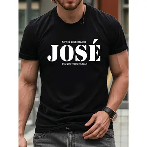 EEY Men's Spanish Jose Legendary Quote T-Shirt - Bold White Lettering & Spanish Text (Soy Legendario - Jose - Mi Nombre Es Jose - Jose -), Crew Neck Short Sleeve Casual Summer Tee, Blue Shirt with Spanish Lettering, Machine Washable,Regular Fit for Spanis
