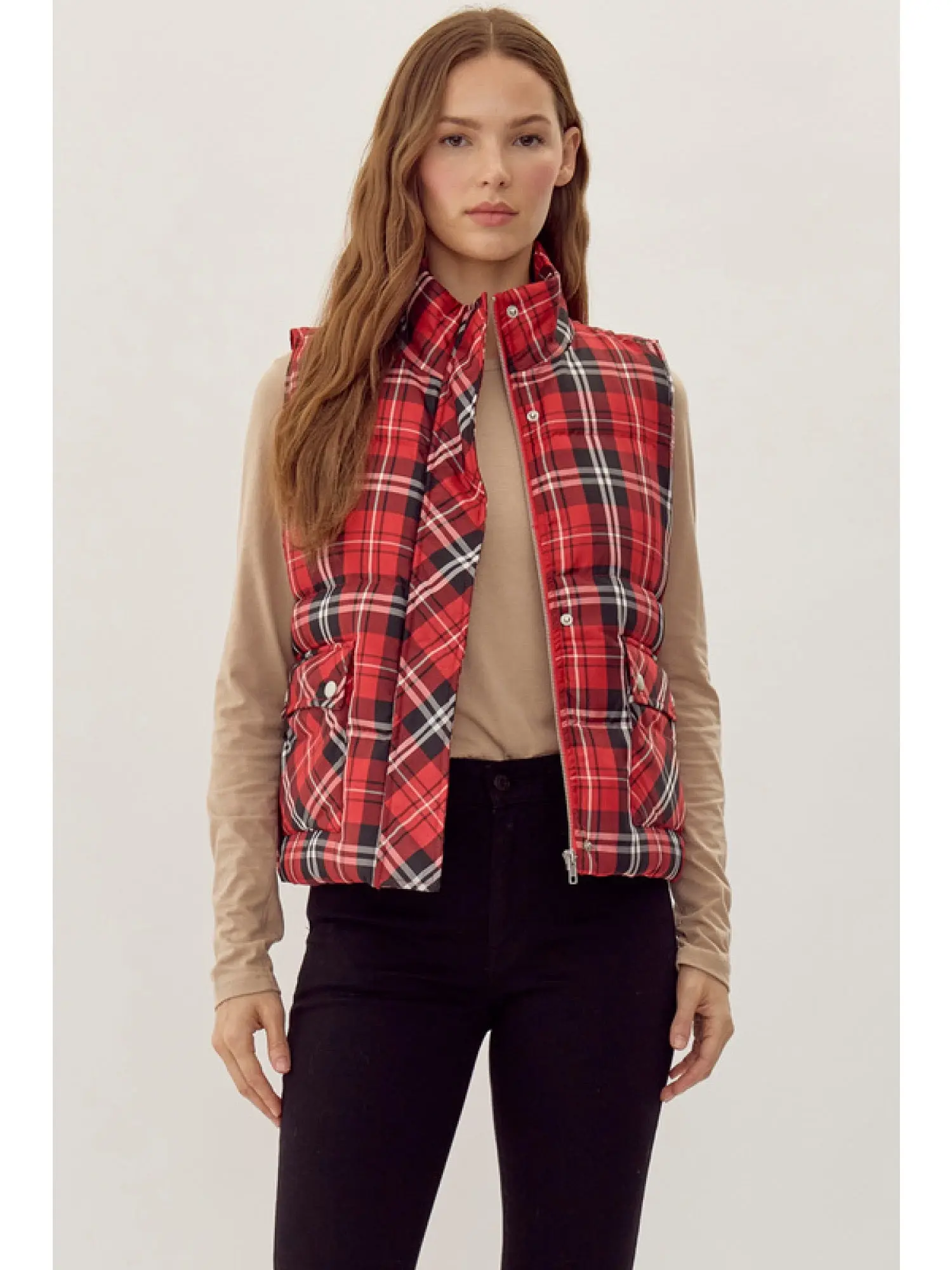 Plaid Puffer Vest