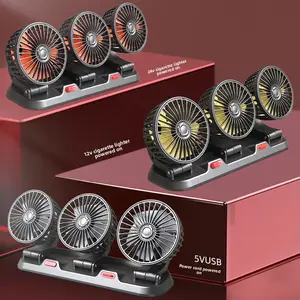 USB Car Air Outlet Mini Fan 5V Auto Ventilation Fan Low Noise three-Head Auto Electric Fan 3 Gear Electrical Led Lights Vehicle Automotive,Car Accessories Car Fan 24V Heavy Duty Truck 12V Strong Wind USB Interface Multifunctional Dual Head Fan
