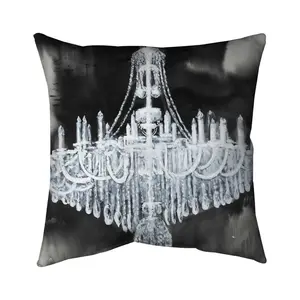 360 Stand 16x16 in. Standard Size Glam Motif Chandelier Print Pillow - Polyester Fill, Soft Texture, Bedroom Use, Elegant Textile Soft Furnishing for Home Decor, Chic Standard Pillows