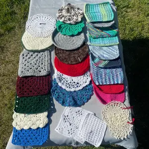 Andrea’s Crochet and Knit Kitchen Accessories (Pot Holders, Coasters, Dish Cloths, Wine Bottle  Cozy, Tea Kettle Cozy, Doilies)