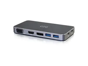 C2G 54439 C2G USB C DUAL DISPLAY DOCK WITH HDMI, DISPLAYPORT, VGA & POWER DELIVERY