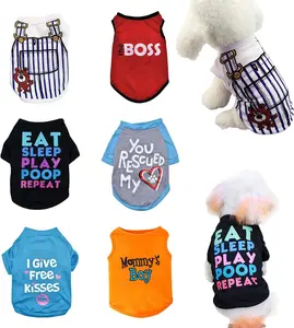 6 Pack Dog Clothes for Small Dogs Boy and Girl, Soft and Breathable Puppy Kitten Dog Shirts with Letters for Pet Cats, Summer Dogs' T-Shirts Apparel Sleeveless Vests for Chihuahua Yorkies KATOLK