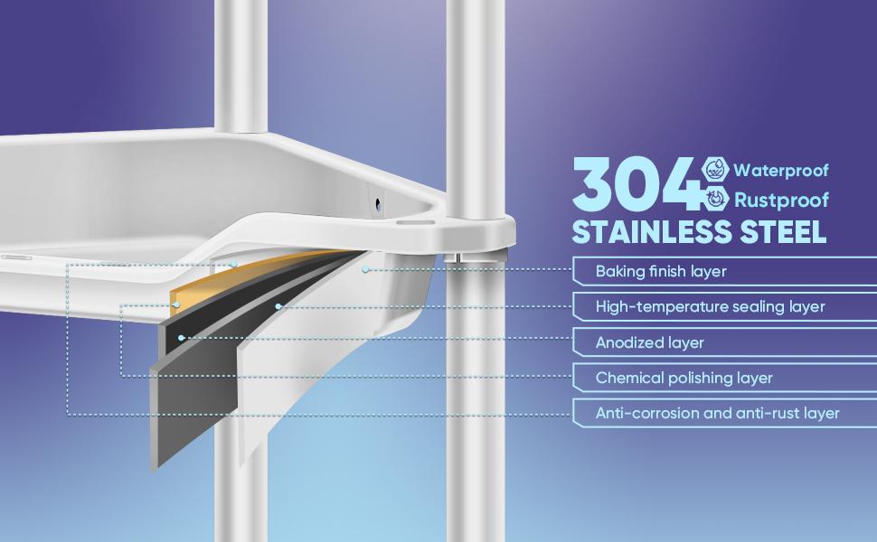 Corner Shower Caddy - 2/3/4/5 Tiers Freestanding Shower Shelves Storage with Large Capacity, Rustproof, Quick Drainage - White