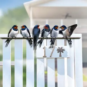 Single Piece Colorful Bird Wall Art - Metal Swallow Decor for Garden Fence & Tree Branches, Perfect for Patio & Yard