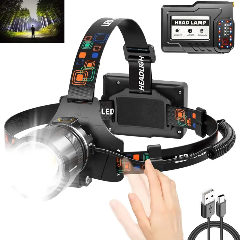 2 Lampade Frontali LED Ricaricabili: Super Luminose, USB, Impermeabili IP65 Per Campeggio! - Foto 5