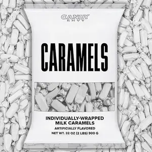 Candy Envy - Individually Wrapped Caramels - White Wrapper - 2 Pound Bulk White Candy
