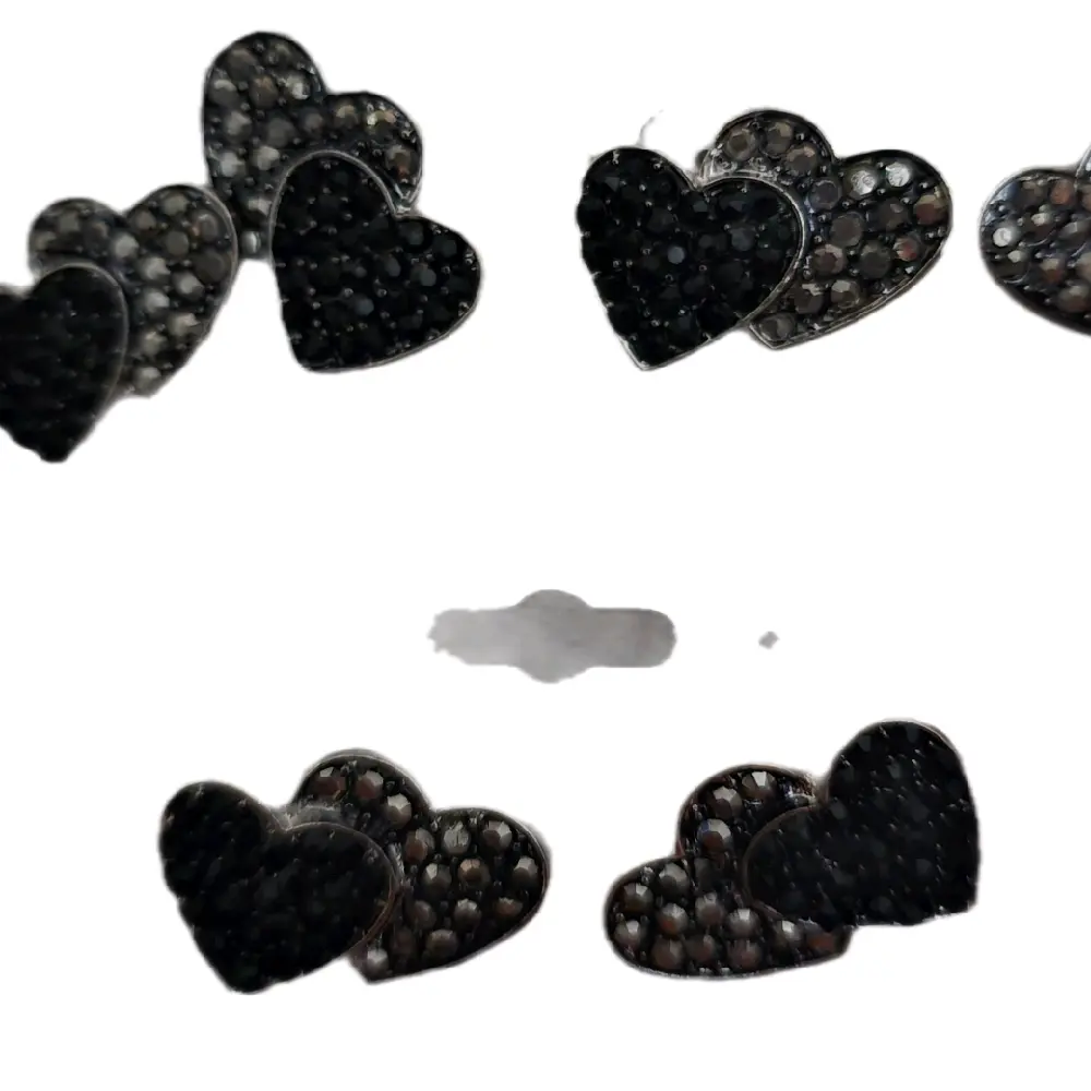 black double heart earrings