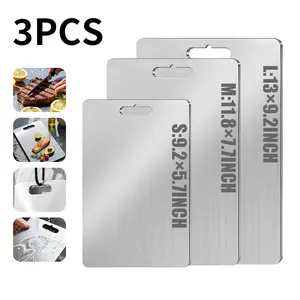 tablas decocina,3-Piece Set Easy-to-Clean Stainless Steel Reversible Cutting Board with Smooth Surface Suitable for Kitchen and Dining Area Use, Kitchen Essential