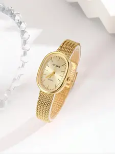Ladies Vintage Stylish Oval Quartz Watch with Elegant Small Dial, Modern Fashionable Wristwatch for All Seasons