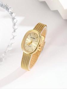Ladies Vintage Oval Quartz Watch with Elegant Small Dial, Fashionable Wristwatch, Stylish Design with Band, Perfect for All Seasons
