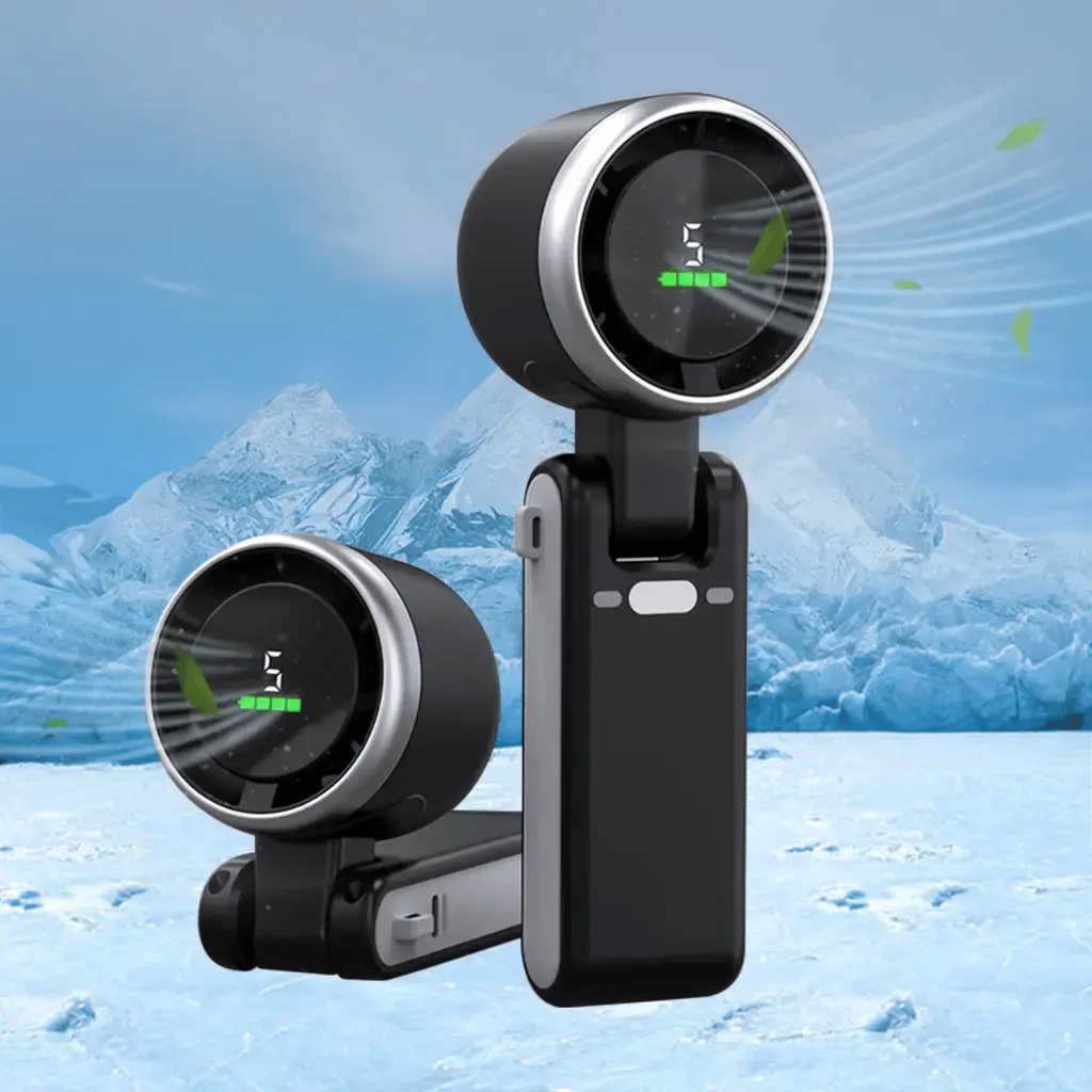 Portable Mini Handheld Turbo Cooling Fan, Rechargeable 4000mAh Battery Operated Fan with 5 Wind Speed Settings, 3-in-1 Multi-Purpose Personal Fan Suitable for Outdoor Trip, Daily Work & Indoor Outdoor Daily Cooling