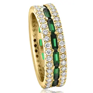 2 1/2 Ct Diamond & Emerald Eternity Ring in Yellow Gold Lab Grown 2 1/2 Ct Diamond & Emerald Eternity Ring in Yellow Gold Lab Grown