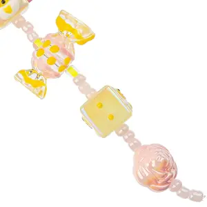 John Bead 5in Acrylic Yellow Pink Candy Bead Strands for Crafting, 3-Strand Set