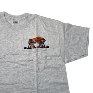 Hanging Deer Hunter Embroidered Hunting Humor Grey Tshirt - Adult L