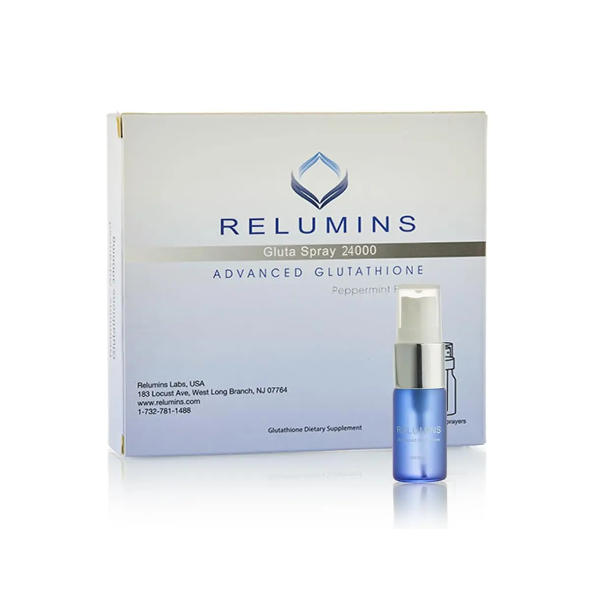 Relumins Highest Dose Sublingual Glutathione Spray Peppermint Flavor 24000mg with Vitamin C & Zinc for Skin Brain and Immune Health