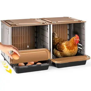 Chicken Nesting Box, 2 Compartment Nesting Boxes for Chickens, Large Chicken Laying Boxes for Egg Collection & Hen on Nest, Roll Away Nesting Boxes Chicken (Extra Large)