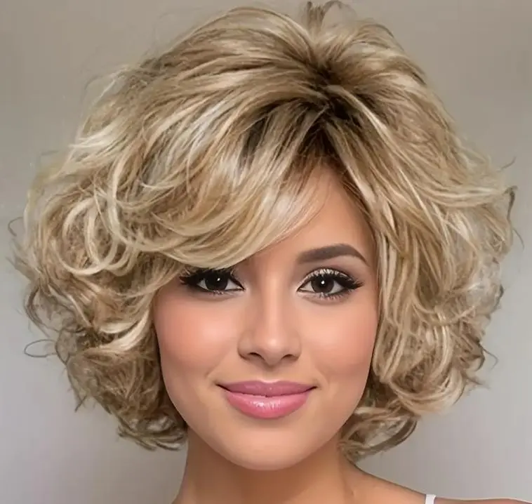 1 piece of Blonde colored mixed synthetic wig for daily middle-aged women, suitable for all occasions, easy to wear and maintain for beginners, a New Year's gift for mothers, Halloween wig